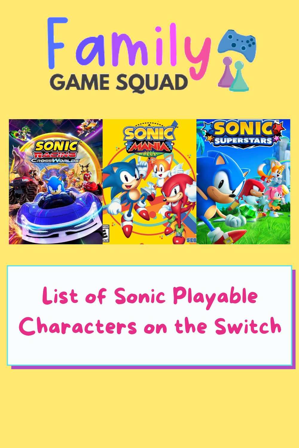 List of Sonic Playable Characters on the Switch