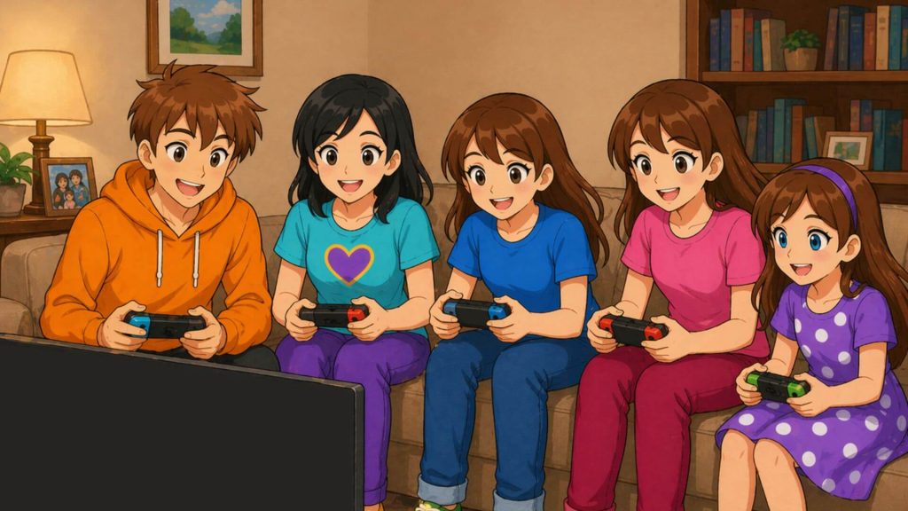 Family Game Squad Playing Switch Image